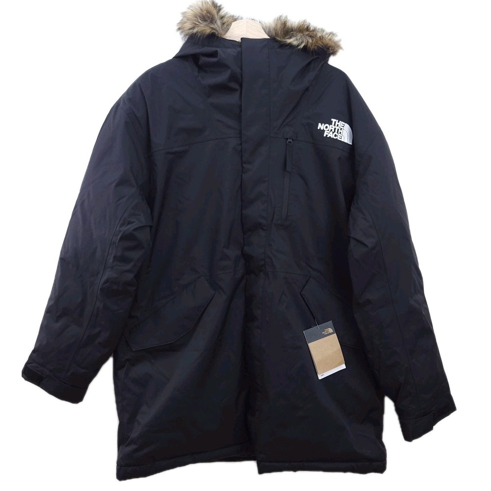 NWT Mens The North Face Bedford Down Parka Coat Black Faux Fur Hood Full Zip XL - Picture 1 of 12